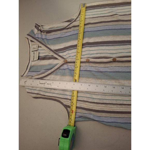 Rachel Zoe Large Gray Blue Striped V-Neck Tie Front Coastal Boho Blouse - Picture 6 of 9